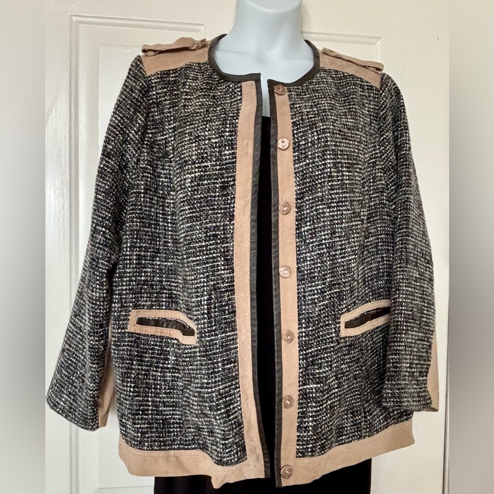 Vintage Bradley Bayou Leather and Tweed Jacket